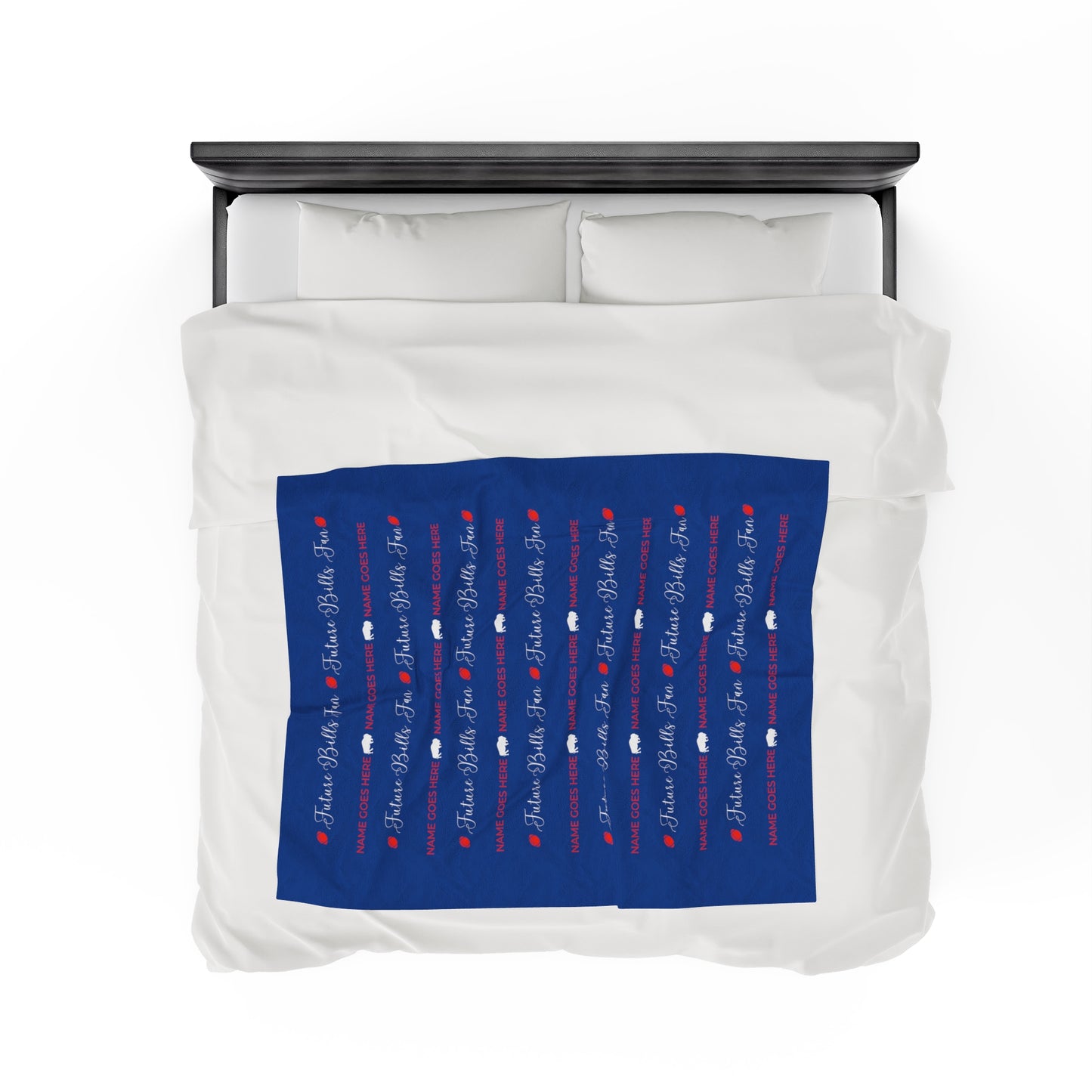 PERSONALIZED FOR FREE WITH BABIES NAME: Red and Blue Future Bills Fan Velveteen Plush Blanket