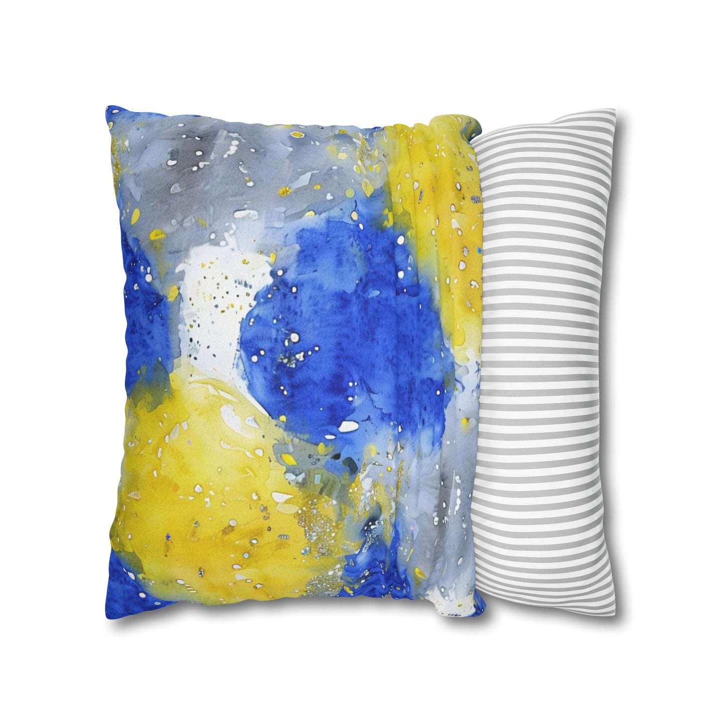 Buffalo Sabres Watercolor Splatter Spun Polyester Square Pillowcase