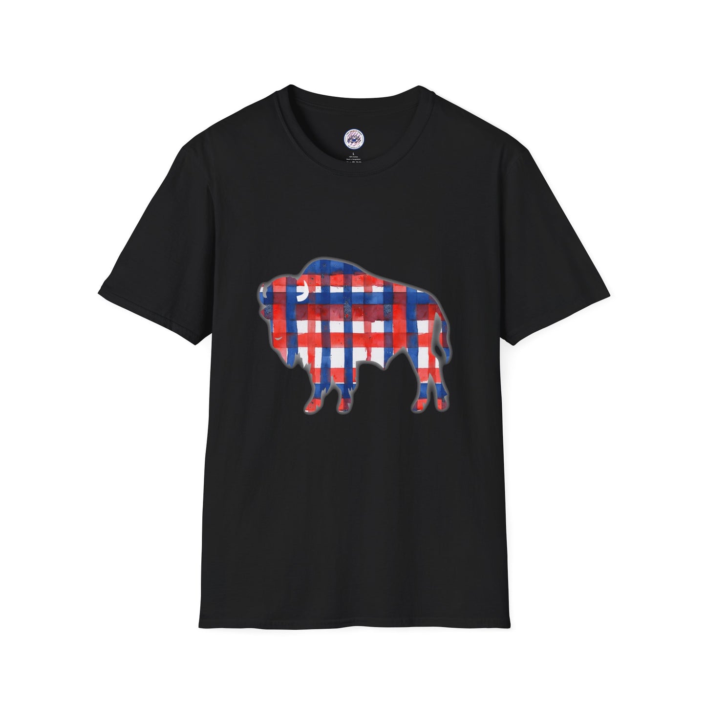 Buffalo Bills Plaid Watercolor Unisex Softstyle T-Shirt GILDAN 6400
