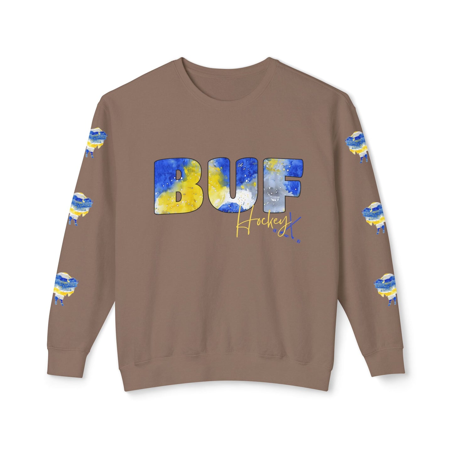 Watercolor BUF Sabres Unisex Lightweight Crewneck Sweatshirt