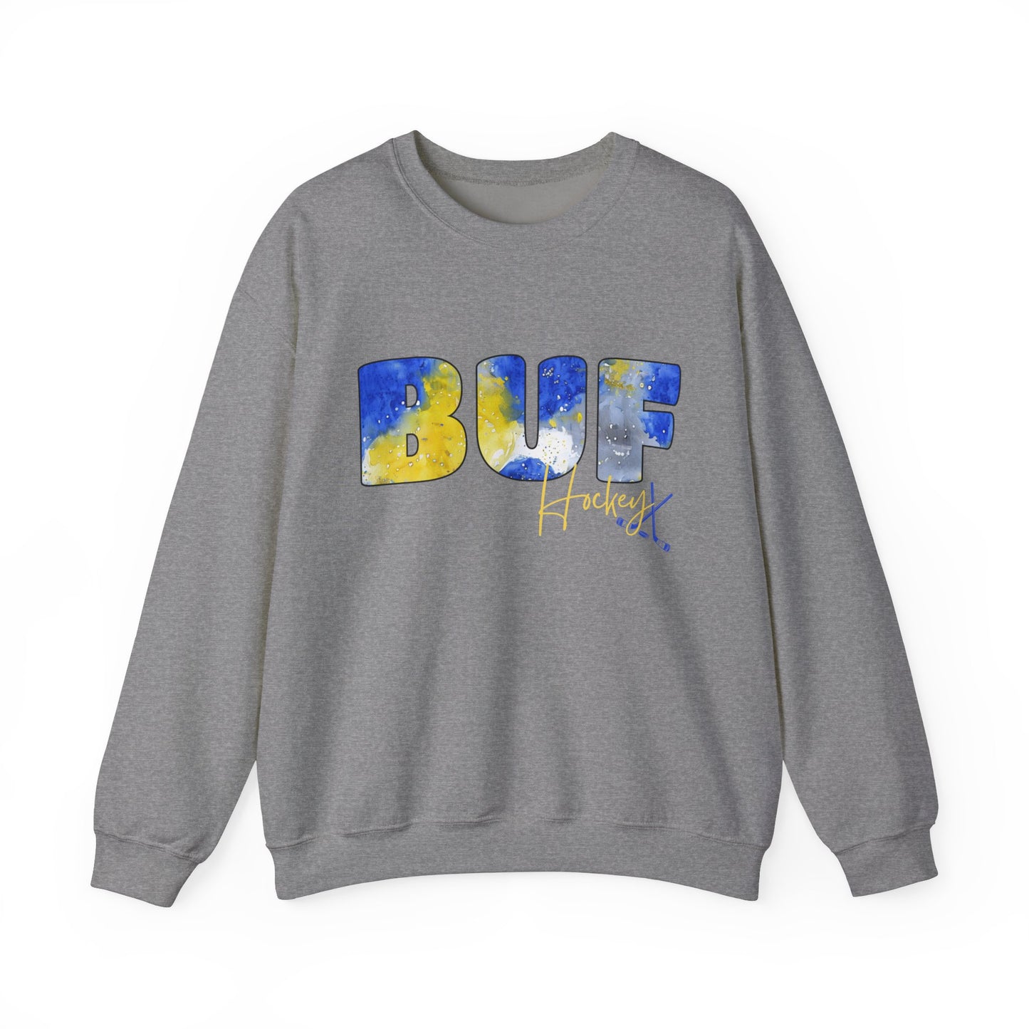 Sabres Paint BUF Watercolor Unisex Heavy Blend™ Crewneck Sweatshirt