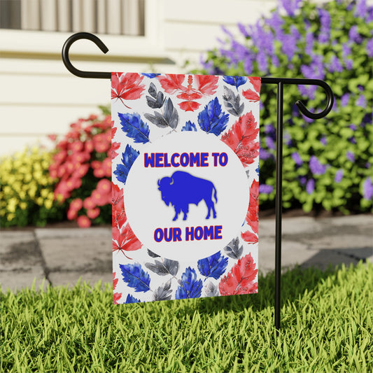 Welcome Home Garden Banner | Watercolor Leaves Outdoor Decoration for Fall