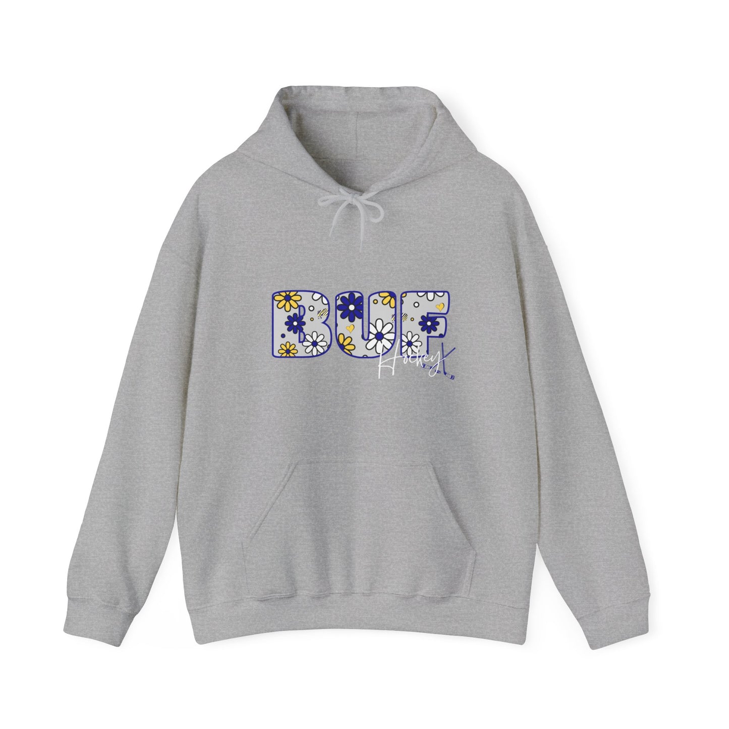 BUF Hockey Unisex Heavy Blend™ Hooded Sweatshirt ~ Flower Power Design