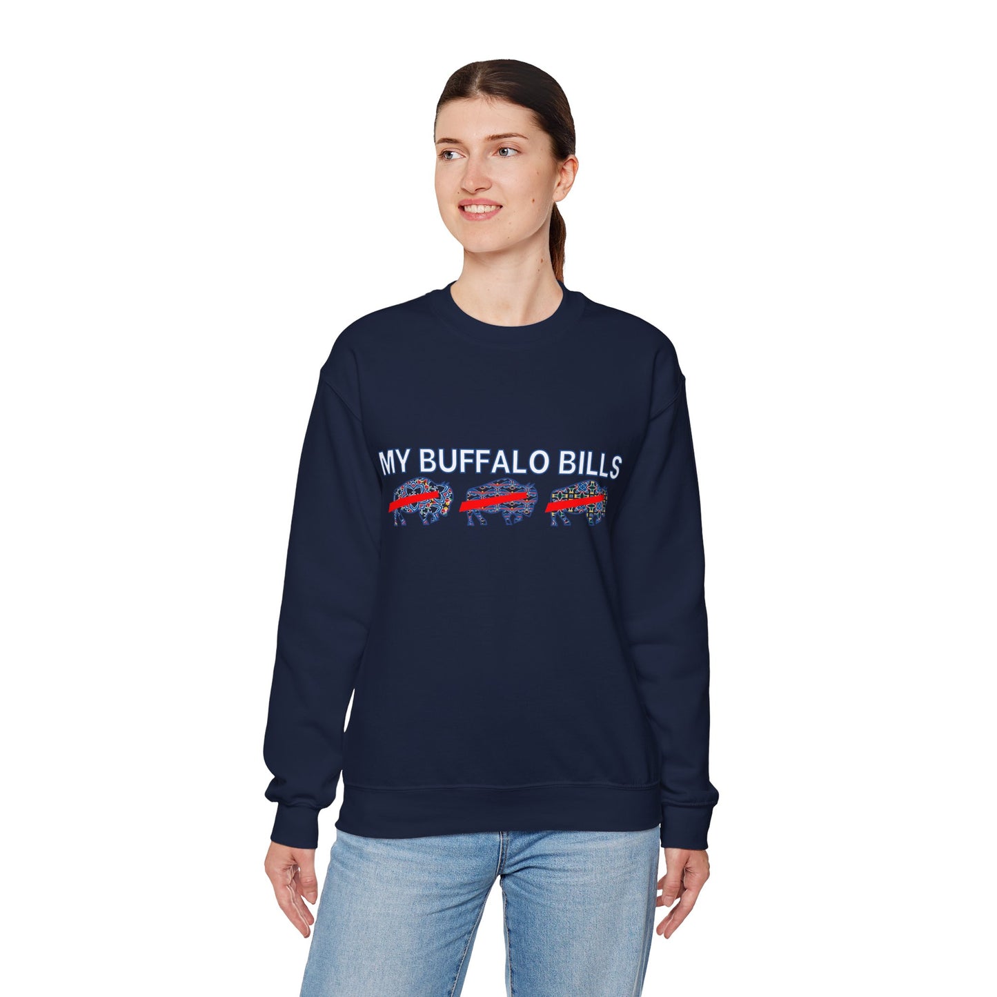 Buffalo Football Mash Up Unisex Heavy Blend™ Crewneck Sweatshirt