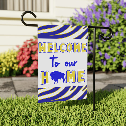 Blue & Gold Welcome to Our Home House & Garden Flags