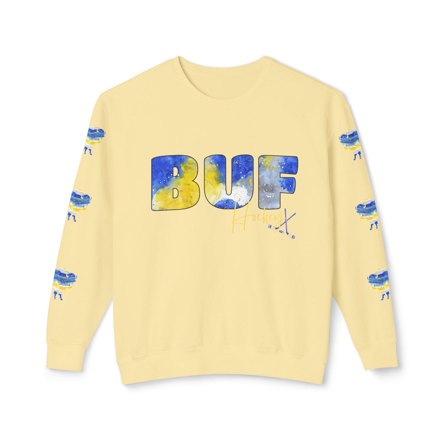 Watercolor BUF Sabres Unisex Lightweight Crewneck Sweatshirt