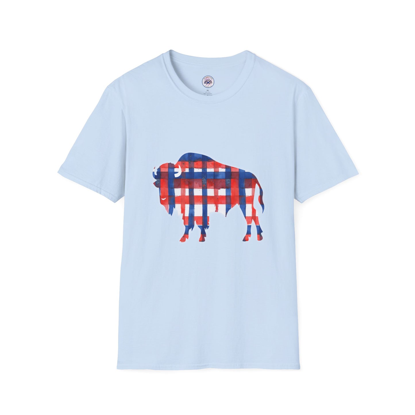 Buffalo Bills Plaid Watercolor Unisex Softstyle T-Shirt GILDAN 6400