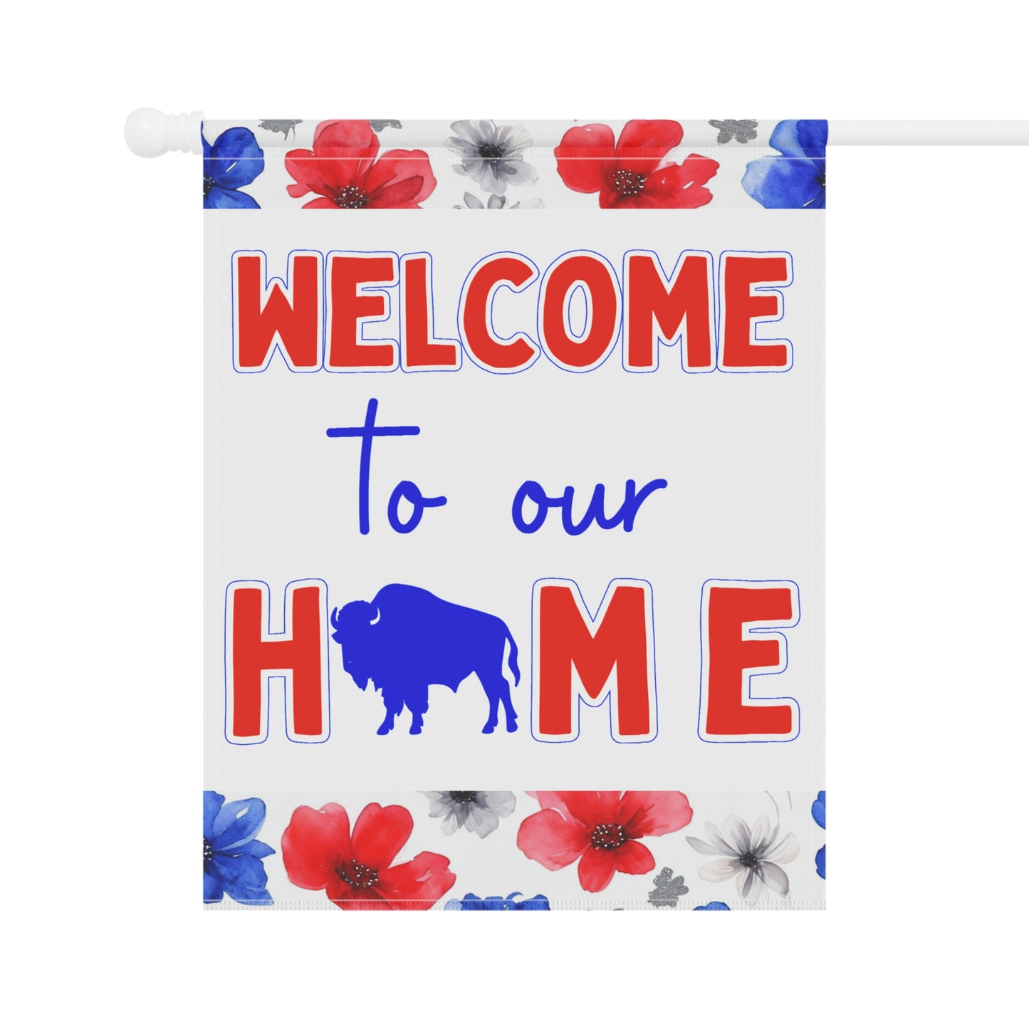 Welcome to Our Home Buffalo Football Floral Watercolor Design