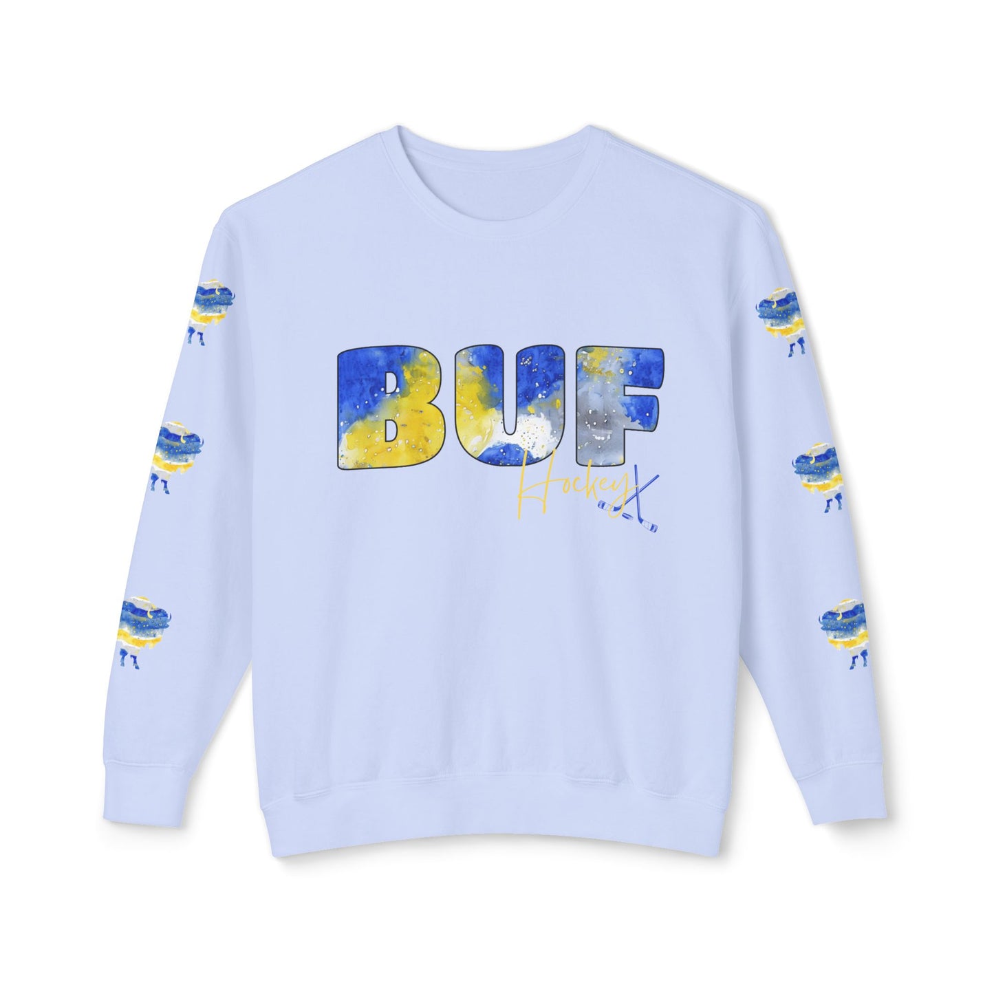 Watercolor BUF Sabres Unisex Lightweight Crewneck Sweatshirt