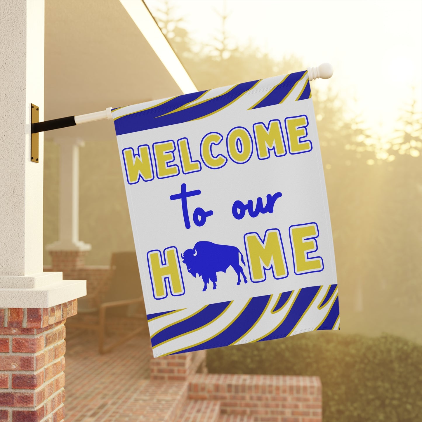 Blue & Gold Welcome to Our Home House & Garden Flags