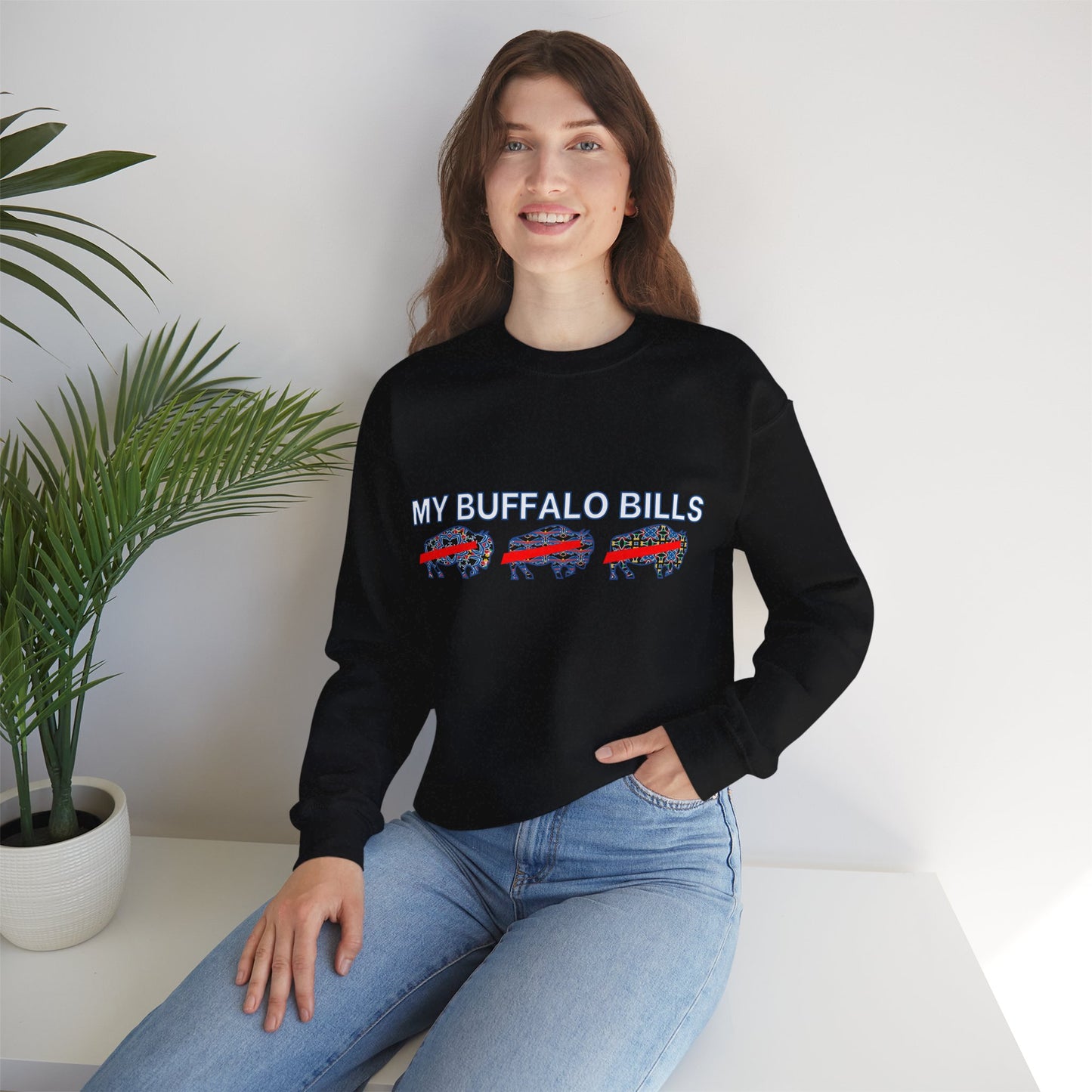Buffalo Football Mash Up Unisex Heavy Blend™ Crewneck Sweatshirt