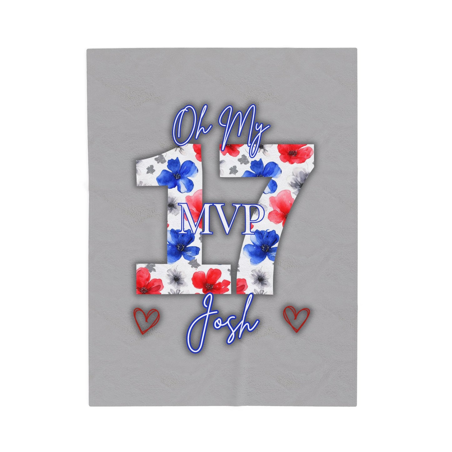 Josh Allen MVP Collection Velveteen Plush Blanket ~Gray