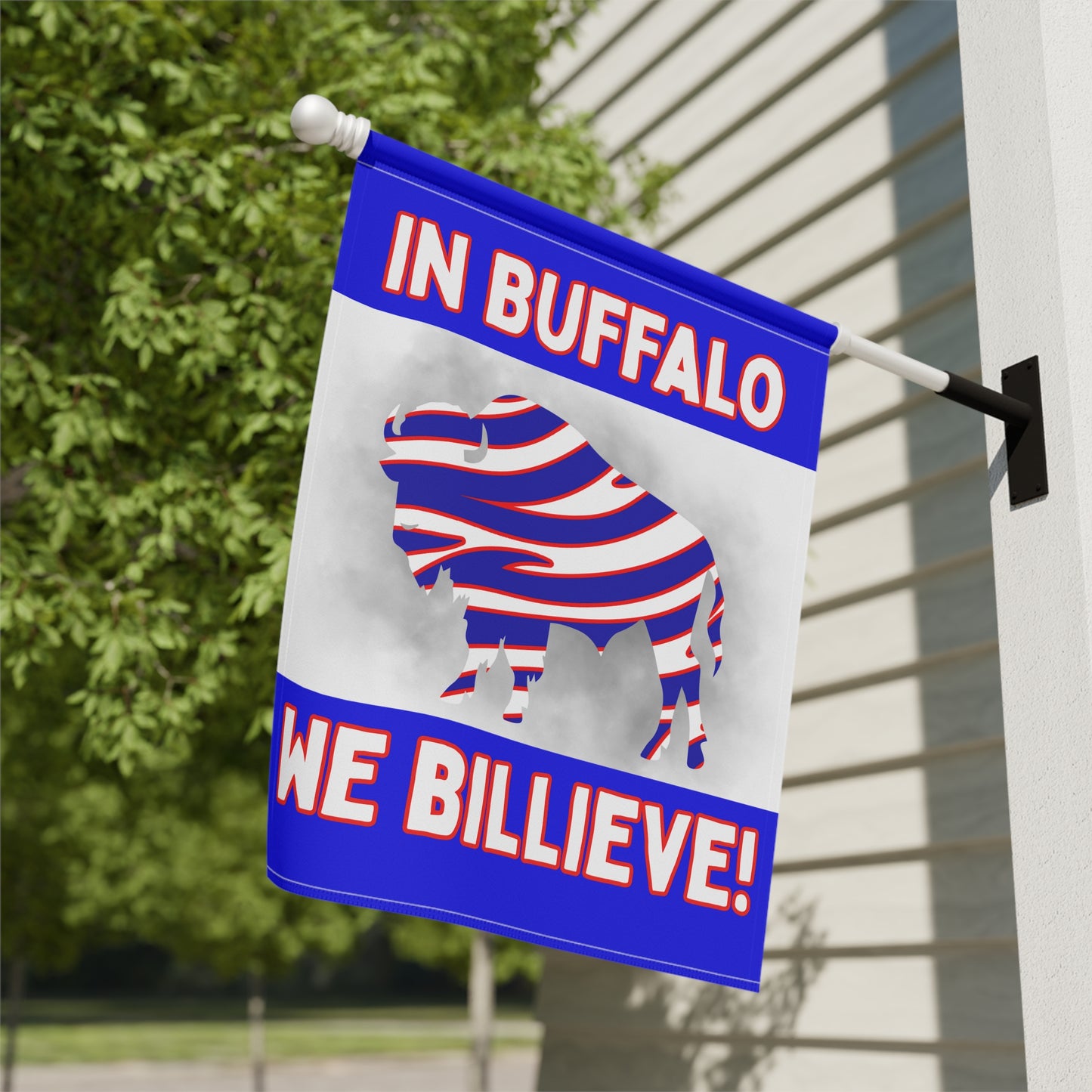 We Billieve Home Garden Banner | Floral Outdoor Decoration for Fall