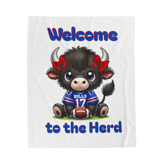 Welcome to the Herd: Children’s Buffalo Football Velveteen Blanket – Cozy Comfort for Little Fans (Buffalo with bows)