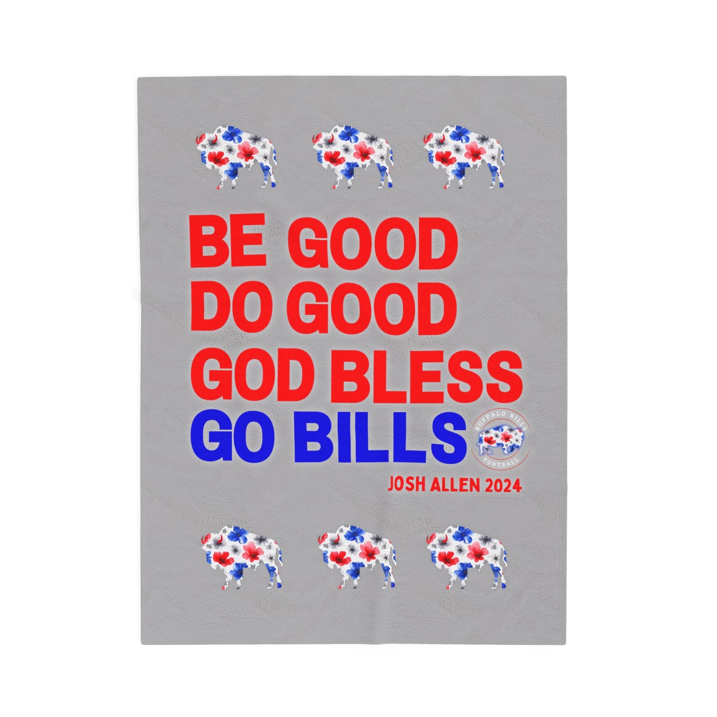 Josh Allen MVP "Be Good, Do Good" Collection Velveteen Plush Blanket ~ Gray