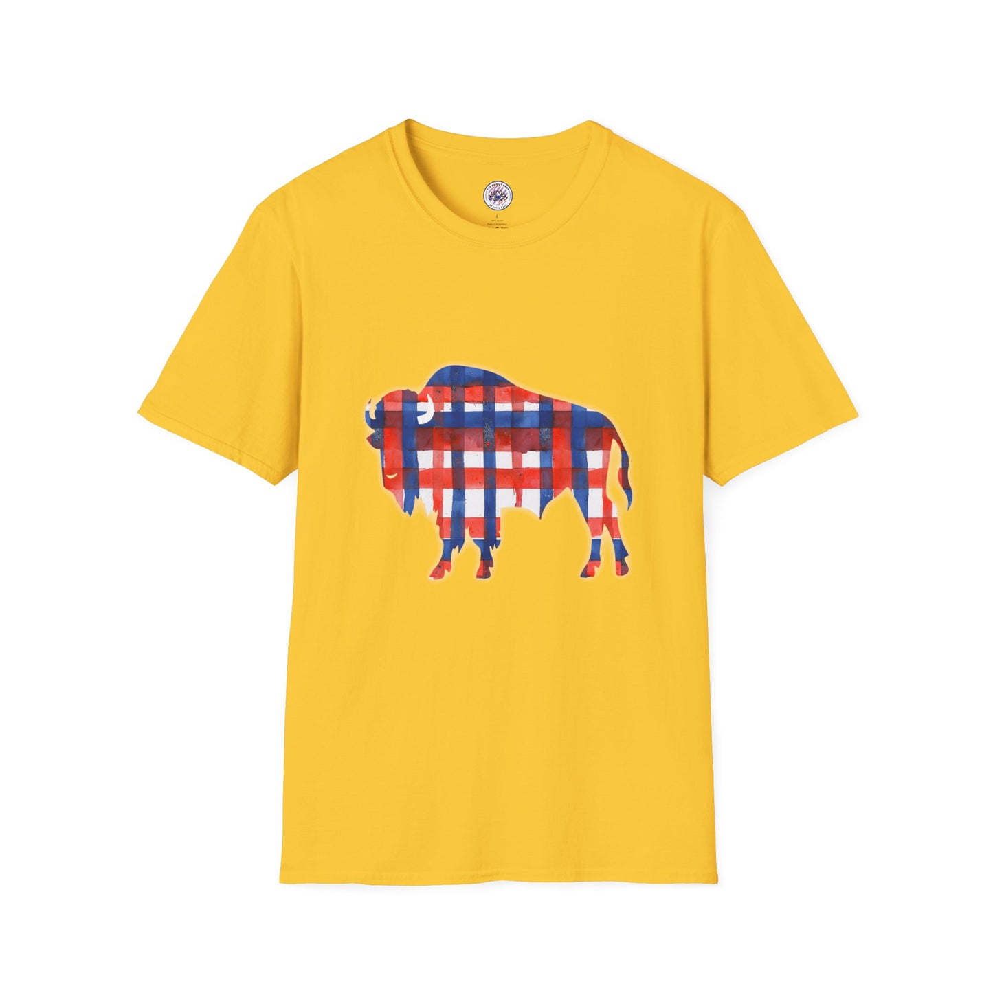 Buffalo Bills Plaid Watercolor Unisex Softstyle T-Shirt GILDAN 6400