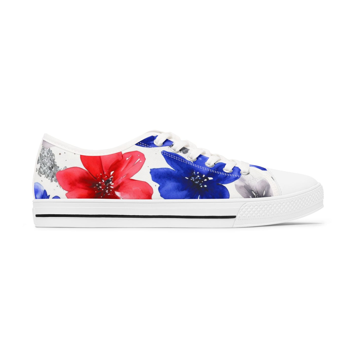 Buffalo Football Watercolor Floral Women's Low Top Sneakers