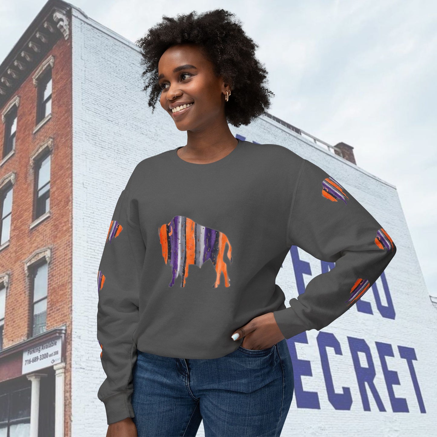 Watercolor Buffalo Bandits Unisex Lightweight Crewneck Sweatshirt