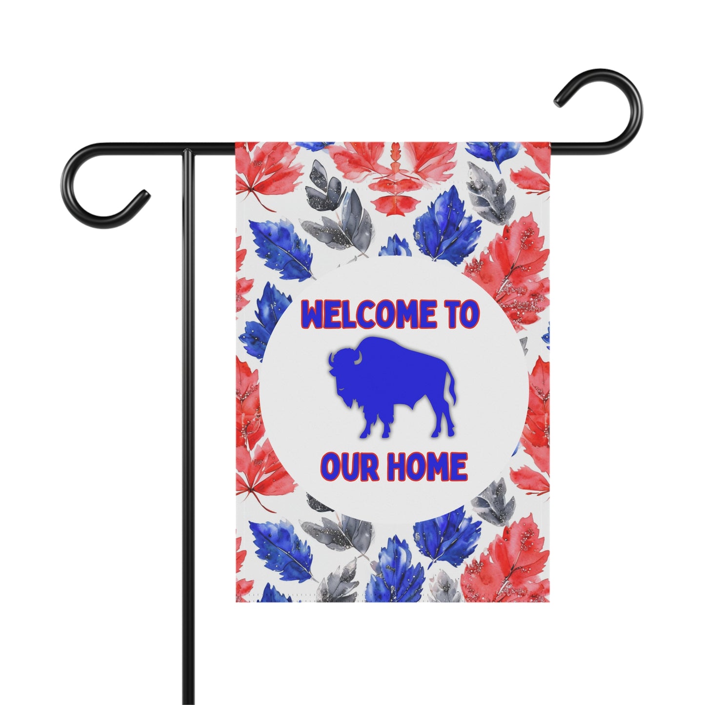 Welcome Home Garden Banner | Watercolor Leaves Outdoor Decoration for Fall