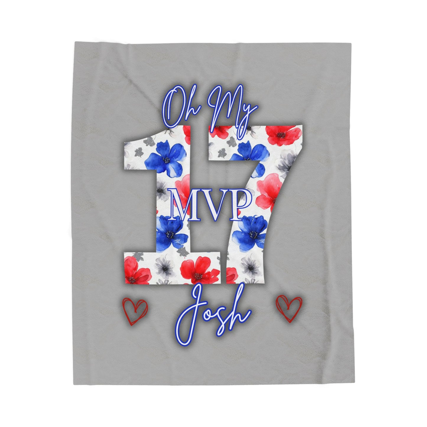 Josh Allen MVP Collection Velveteen Plush Blanket ~Gray