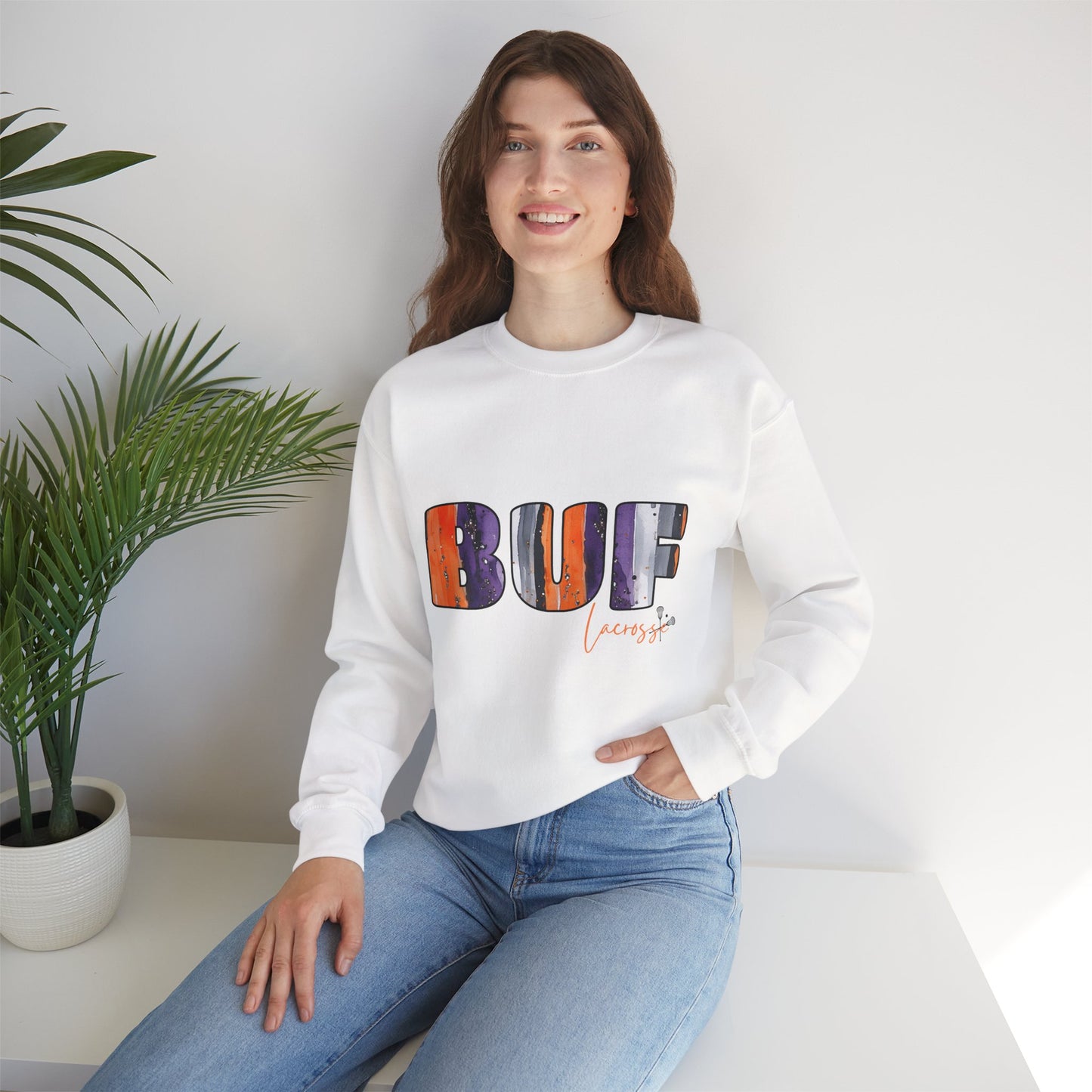 Bandits Plaid BUF Watercolor Unisex Heavy Blend™ Crewneck Sweatshirt