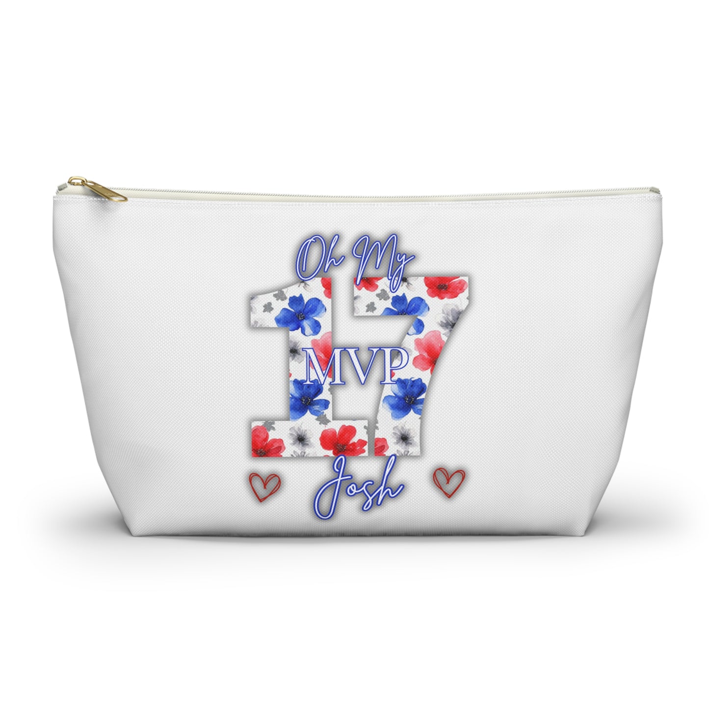 Oh My Josh Buffalo Football Retro Accessory Pouch w T-bottom ~ White