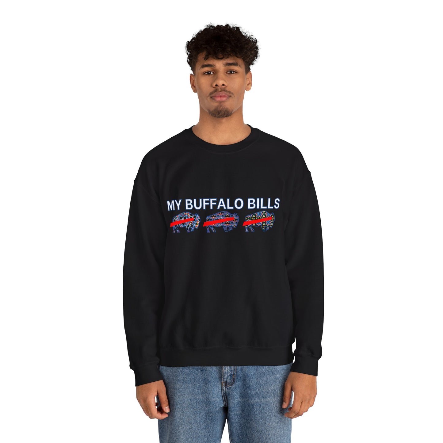 Buffalo Football Mash Up Unisex Heavy Blend™ Crewneck Sweatshirt