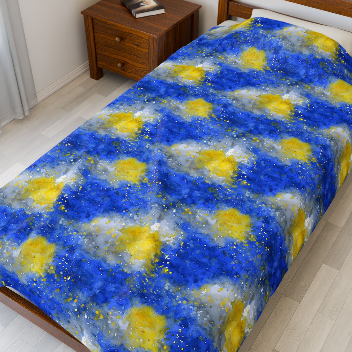 Sabres Watercolor Velveteen Plush Blanket