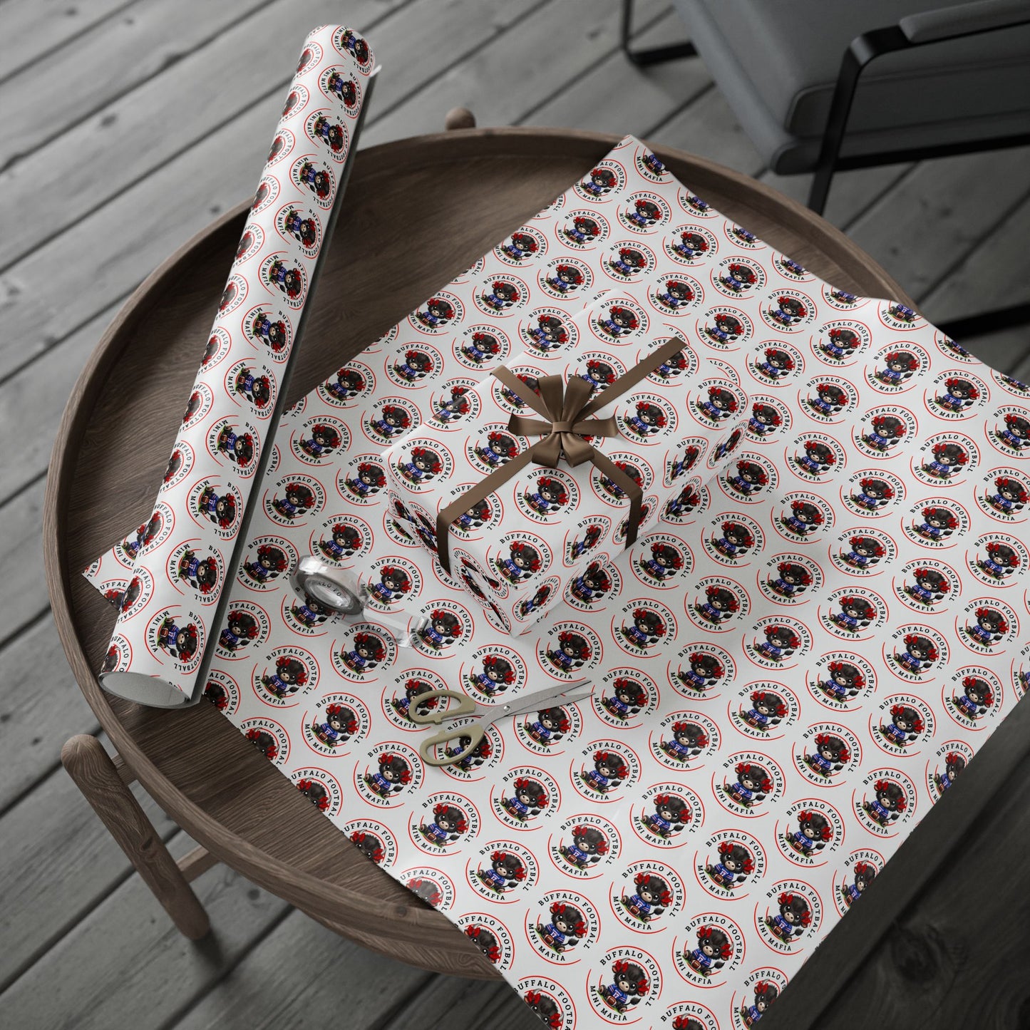 Mini Mafia in Bows Buffalo Football Wrapping Paper