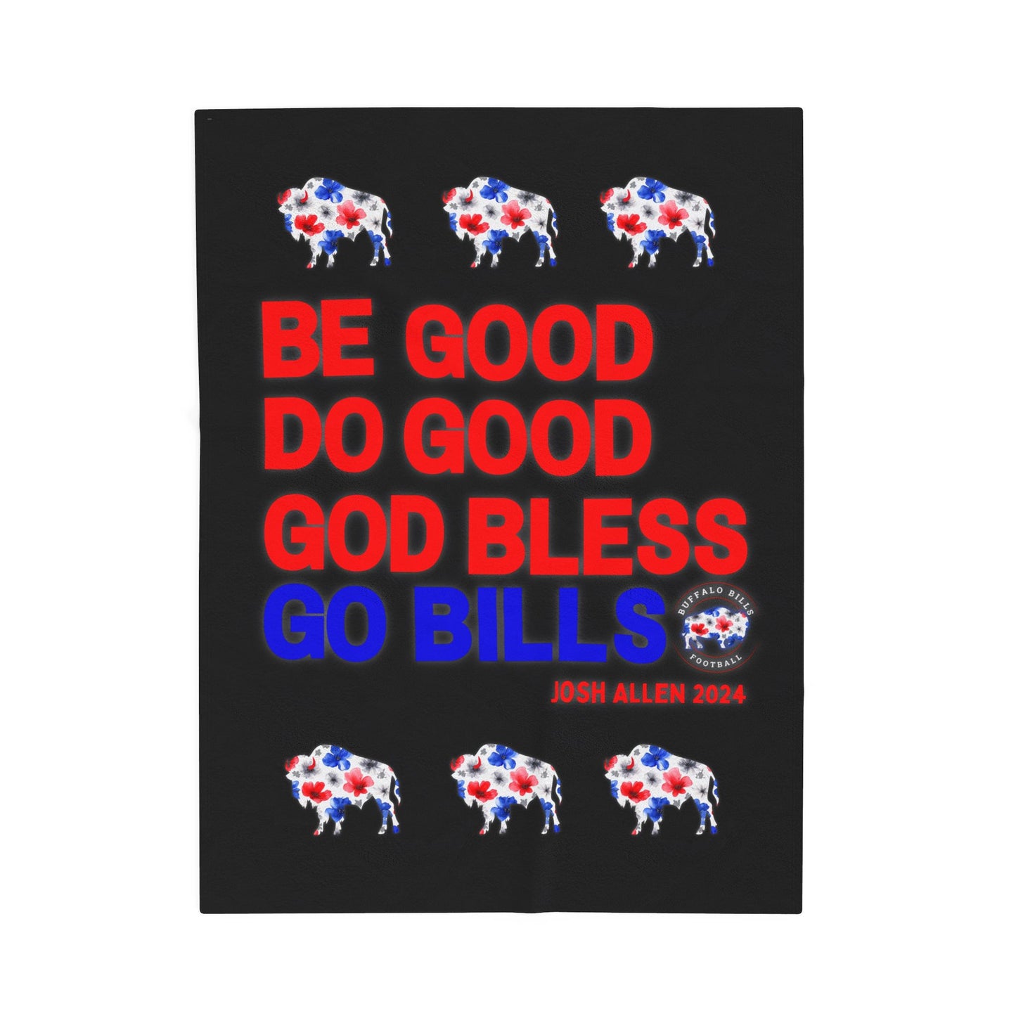 Josh Allen MVP "Be Good, Do Good" Collection Velveteen Plush Blanket ~ Black