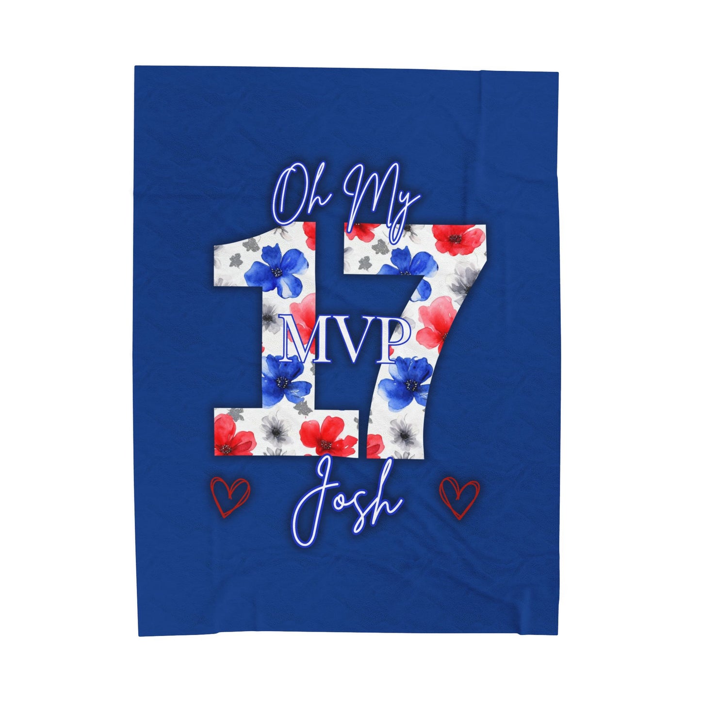 Josh Allen MVP Collection Velveteen Plush Blanket Dark Blue