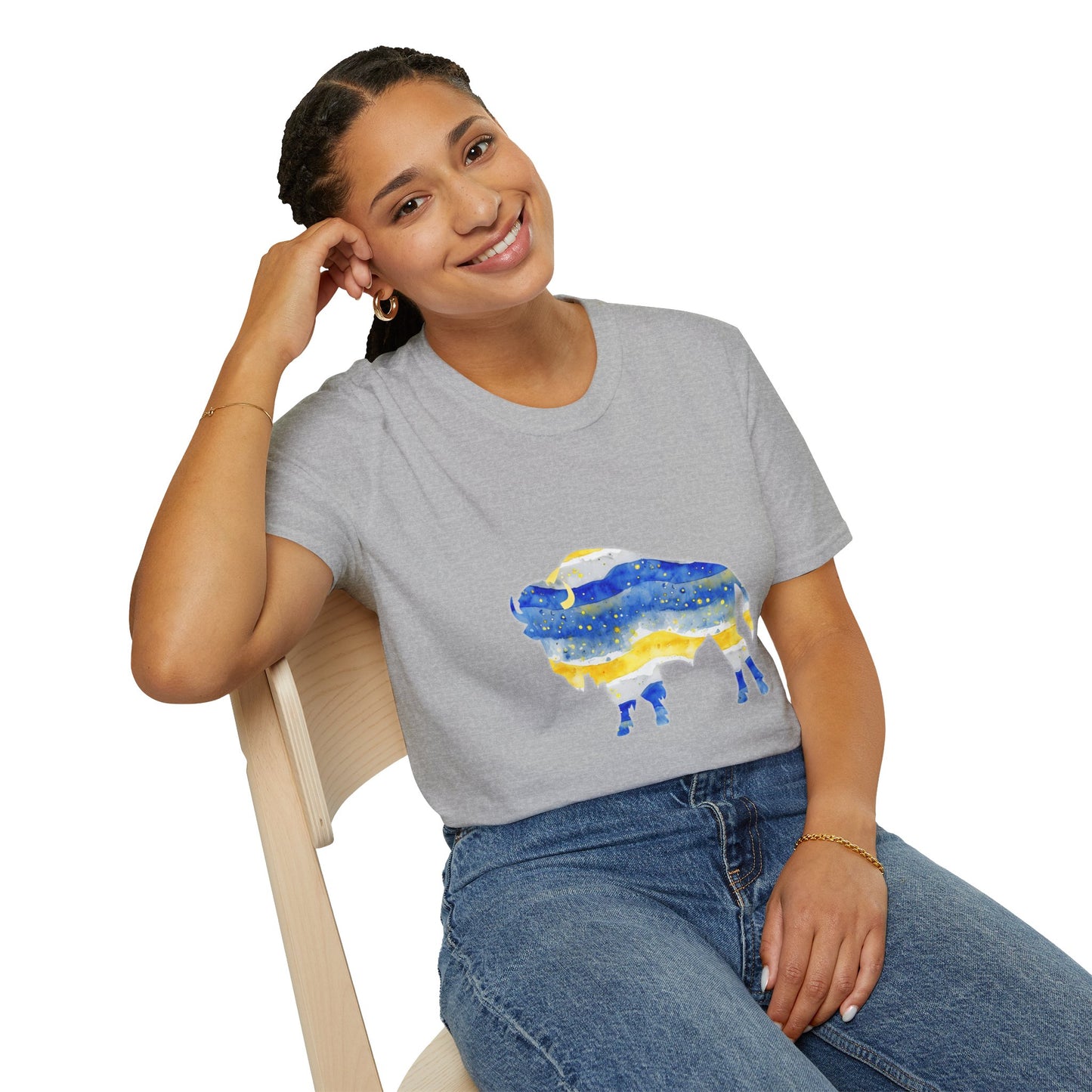 Buffalo Sabres Watercolor Unisex Softstyle T-Shirt GILDAN 6400