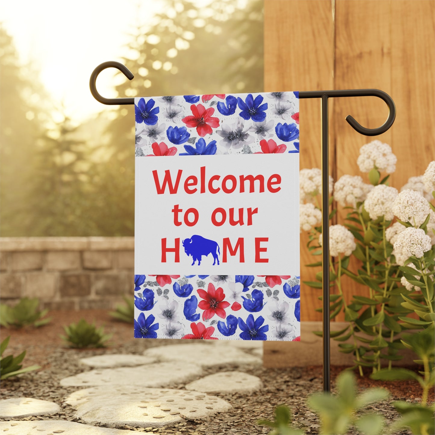 Welcome to Our Home Buffalo Floral Watercolor Design