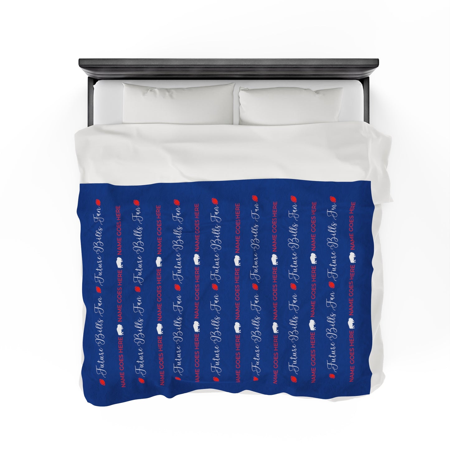 PERSONALIZED FOR FREE WITH BABIES NAME: Red and Blue Future Bills Fan Velveteen Plush Blanket