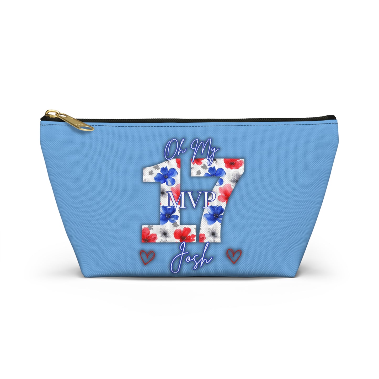 Oh My Josh Buffalo Football Retro Accessory Pouch w T-bottom ~ Baby Blue