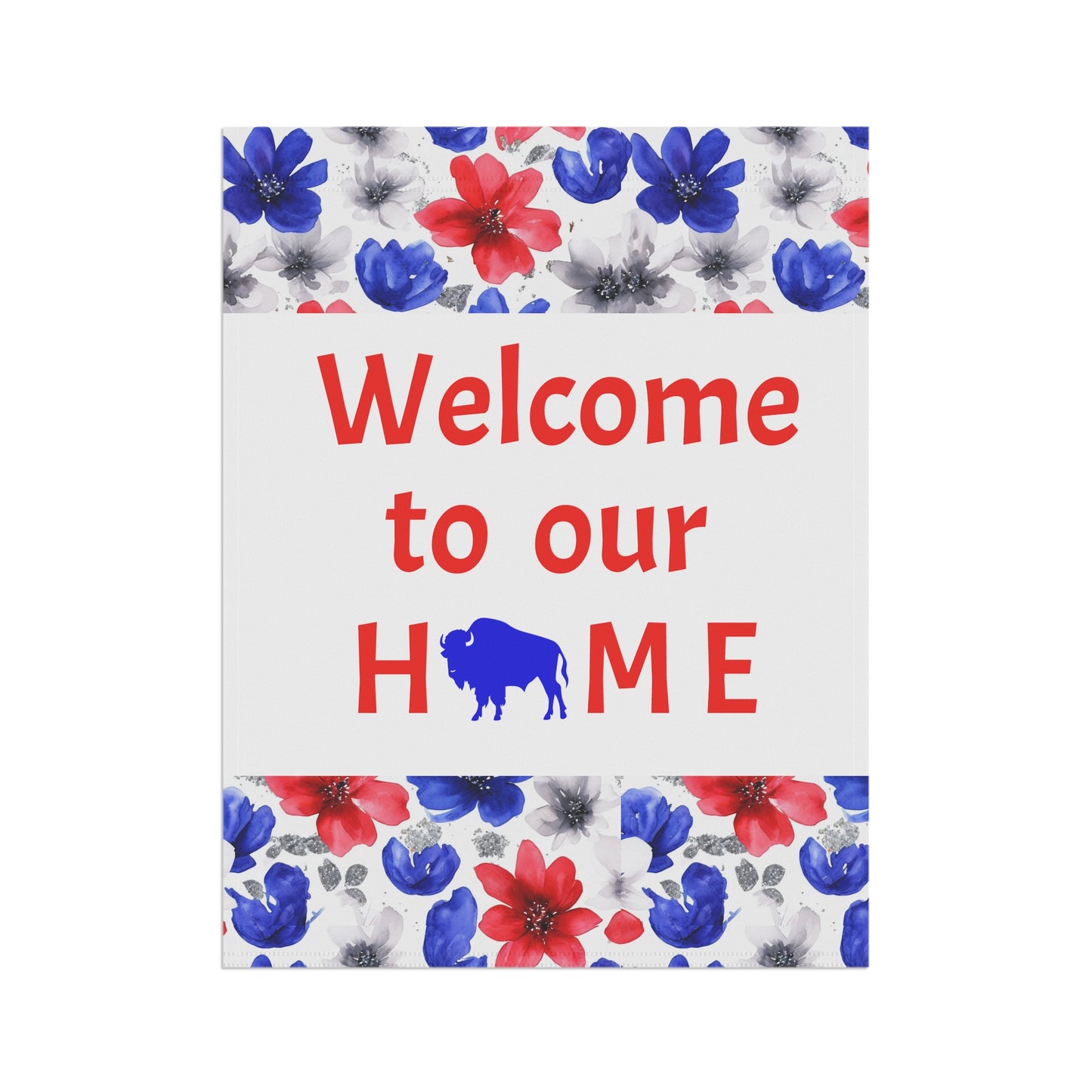 Welcome to Our Home Buffalo Floral Watercolor Design
