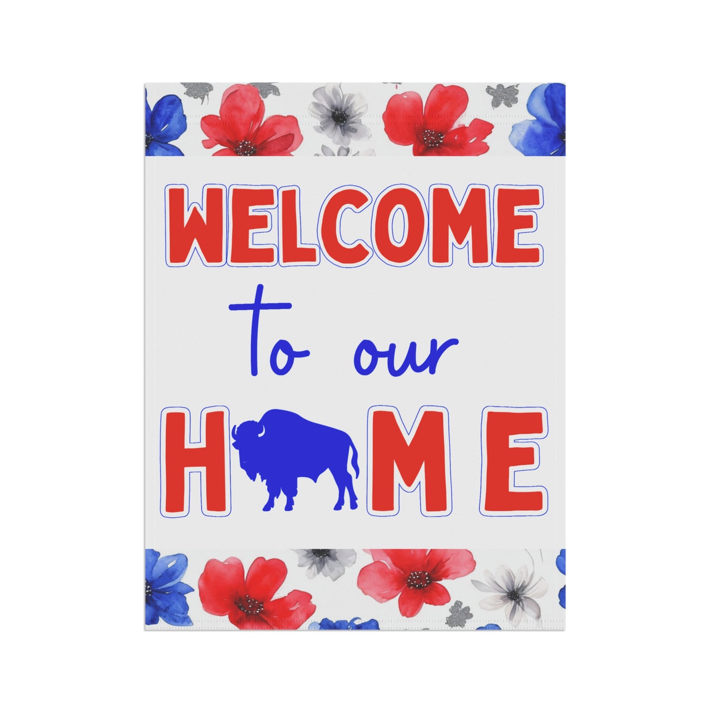 Welcome to Our Home Buffalo Football Floral Watercolor Design
