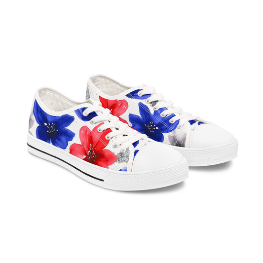 Buffalo Football Watercolor Floral Women's Low Top Sneakers