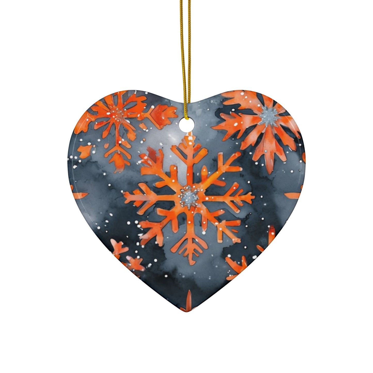 Buffalo Bandits Snowflake Watercolor Ceramic Ornament: 2-Side Print, Available in (1pc, 3pcs, 5pcs, 10pcs)