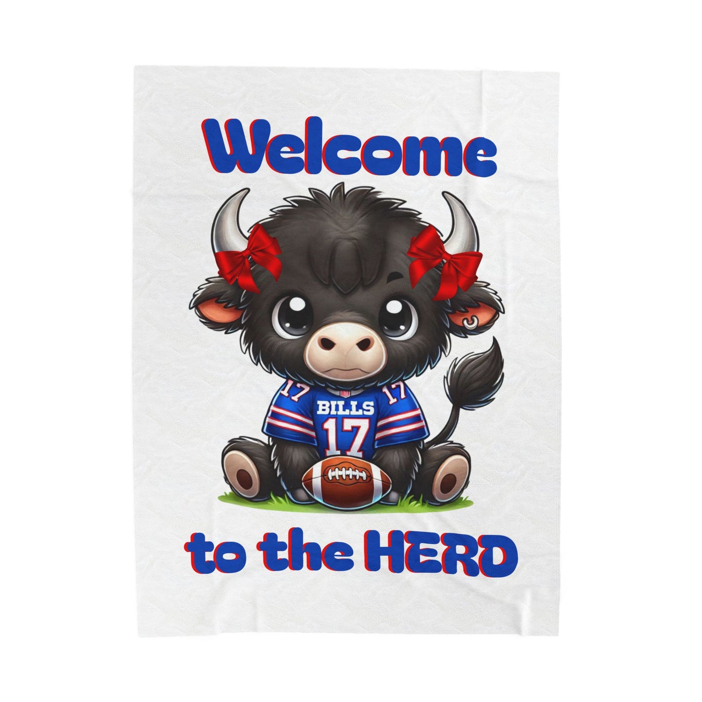 Welcome to the Herd: Children’s Buffalo Football Velveteen Blanket – Cozy Comfort for Little Fans (Buffalo with bows)