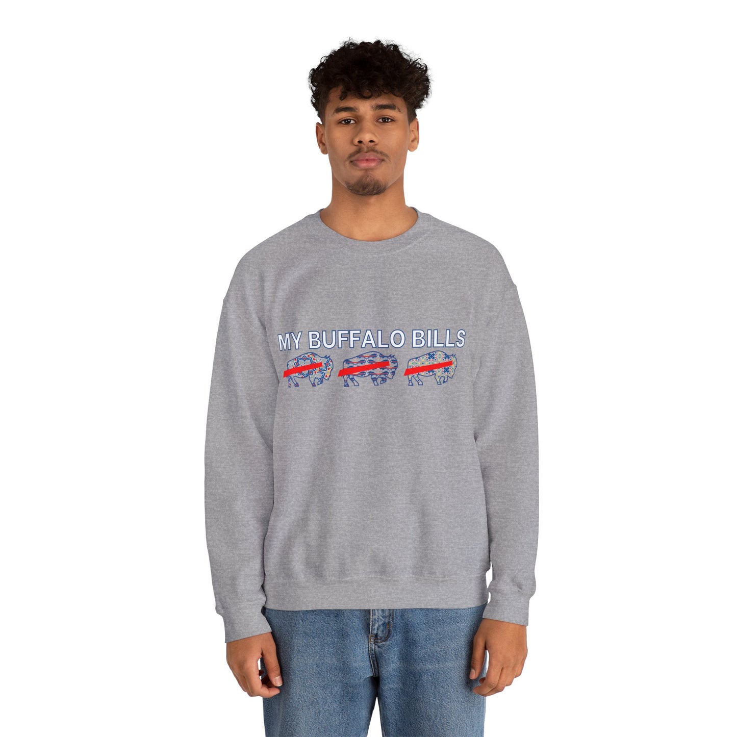 Buffalo Football Mash Up Unisex Heavy Blend™ Crewneck Sweatshirt