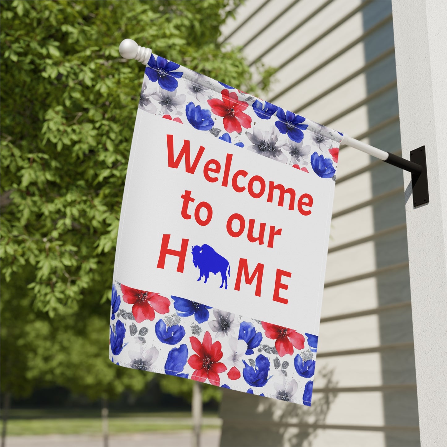 Welcome to Our Home Buffalo Floral Watercolor Design