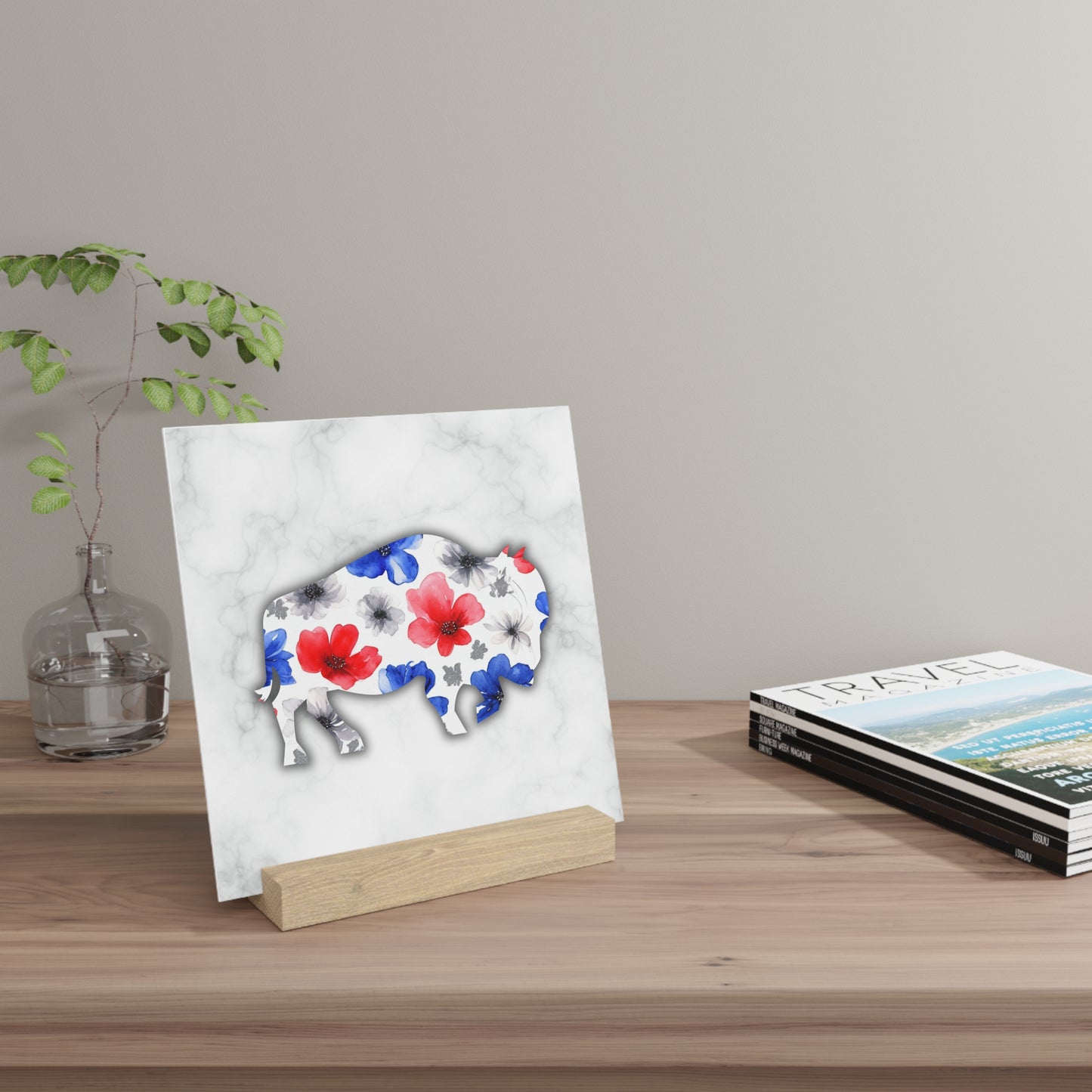 Floral Buffalo Gallery Board with Stand - Home Decor Display
