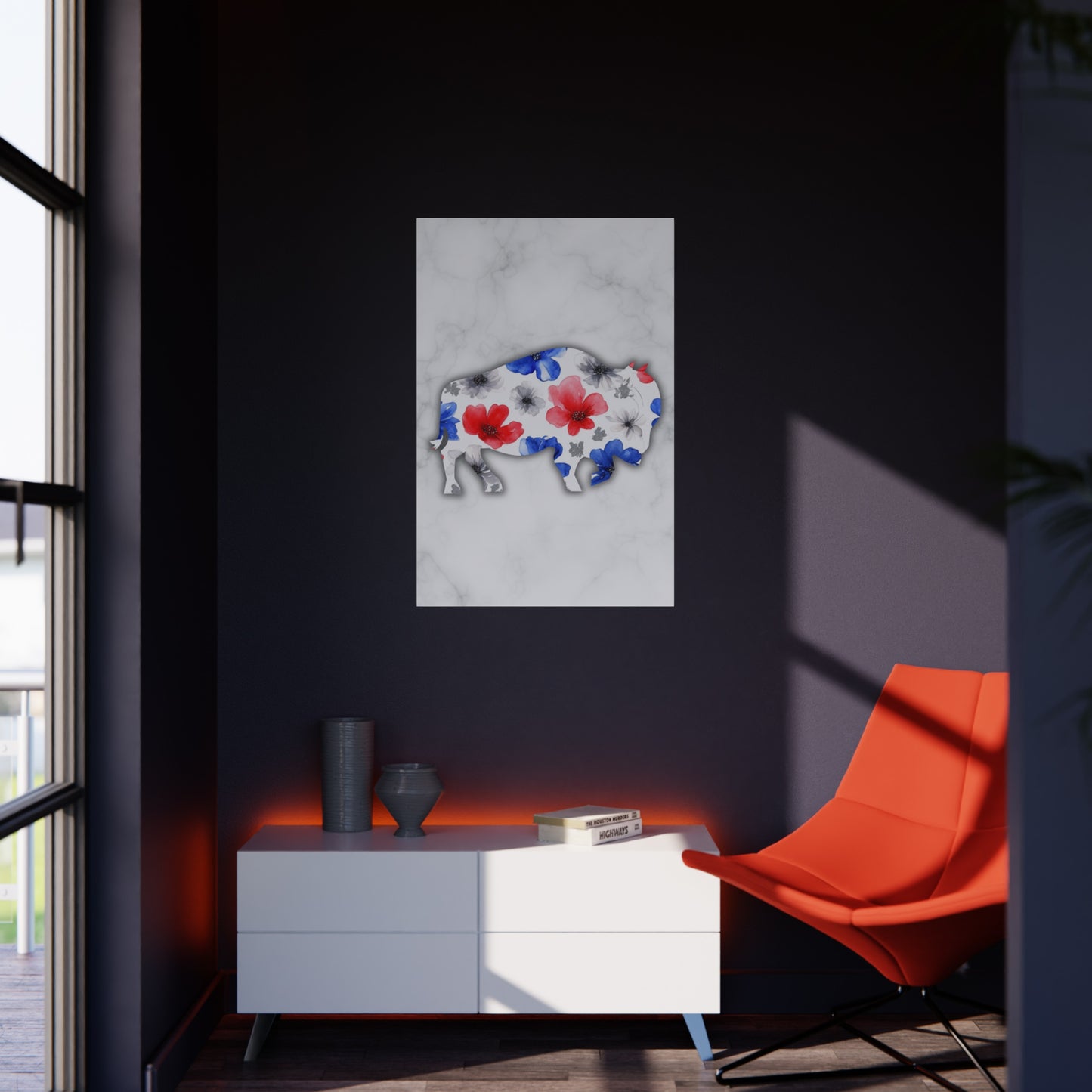 Floral Buffalo Foam Board - Home Decor Wall Art for Nature Lovers