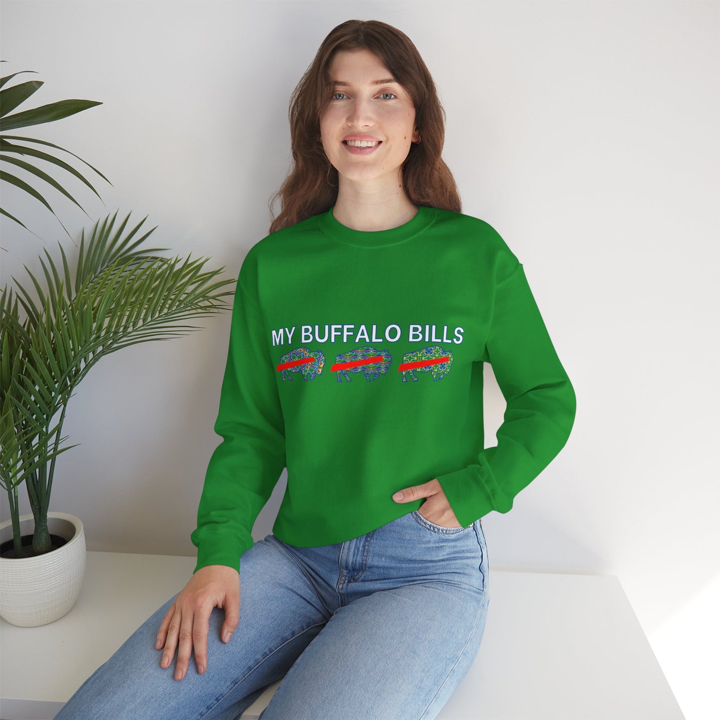 Buffalo Football Mash Up Unisex Heavy Blend™ Crewneck Sweatshirt