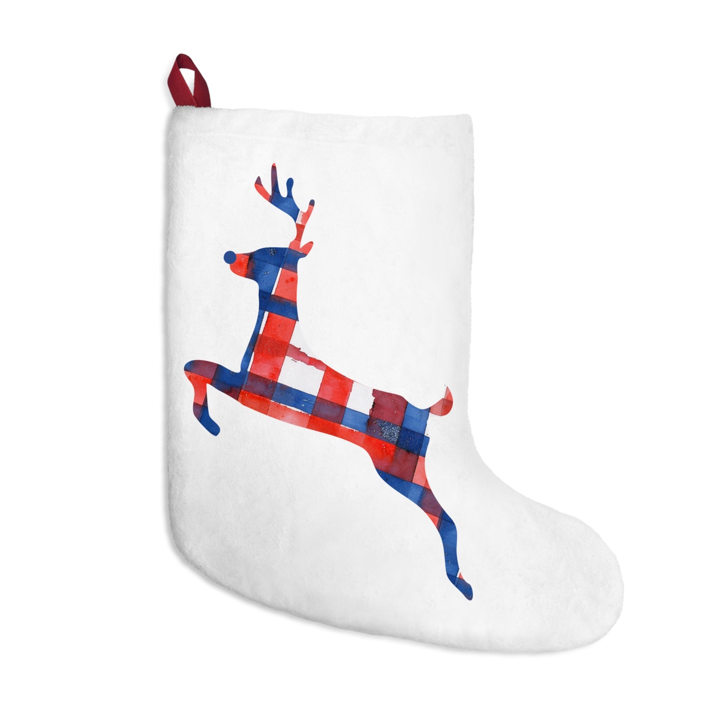 Oversized Bills Plaid Christmas Stockings_Large Reindeer Version