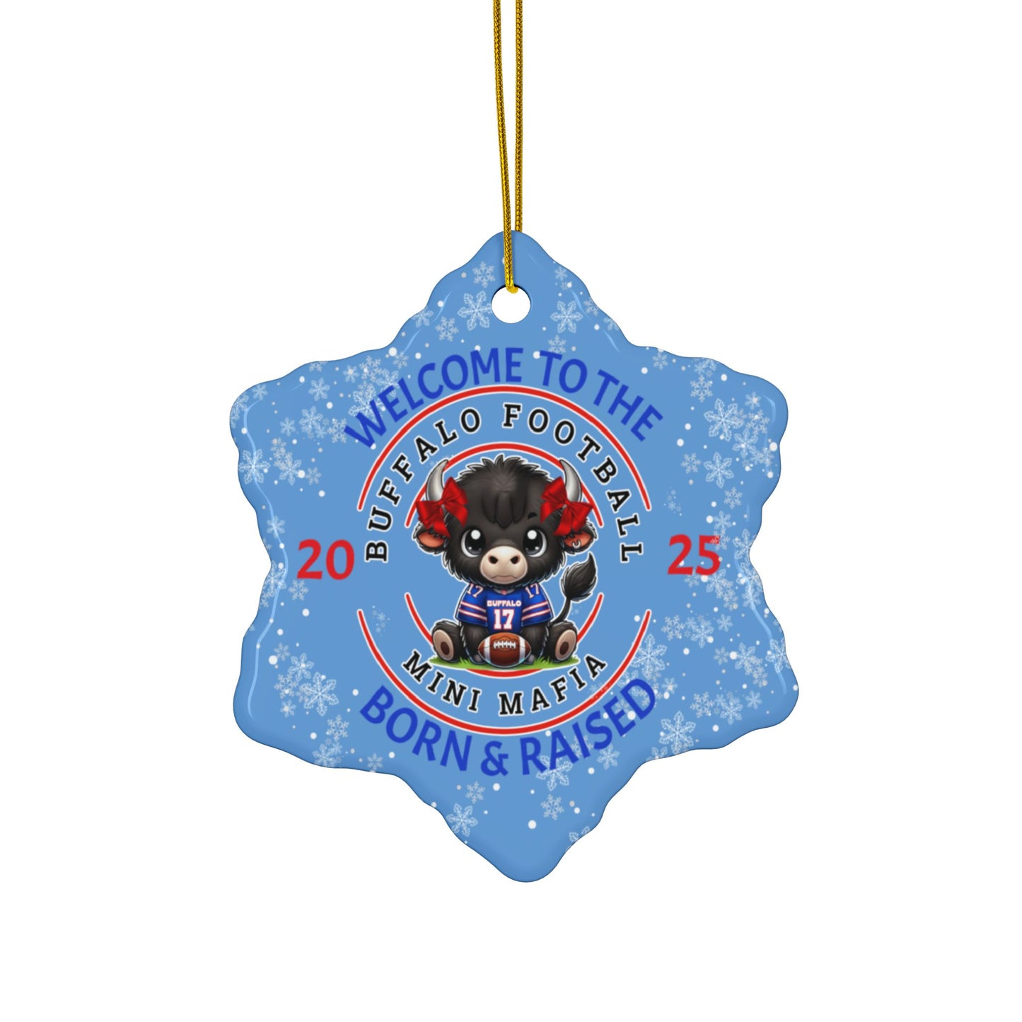 Buffalo Girl Mini Mafia Ceramic Ornament: 2-Side Print, Available in (1pc, 3pcs, 5pcs, 10pcs)