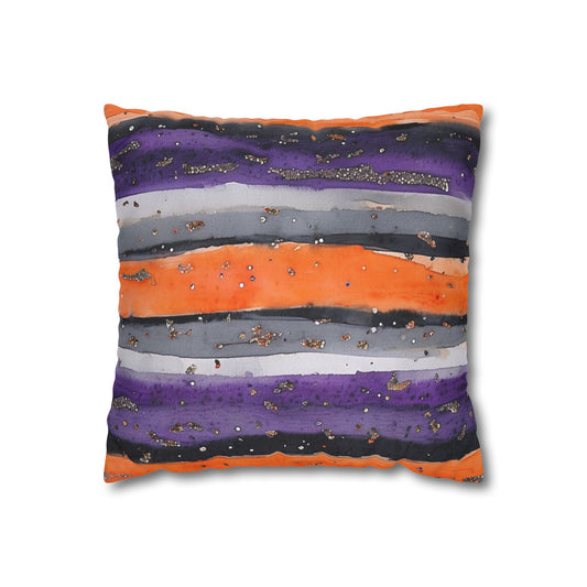Bandits Stripe Watercolor Spun Polyester Square Pillowcase