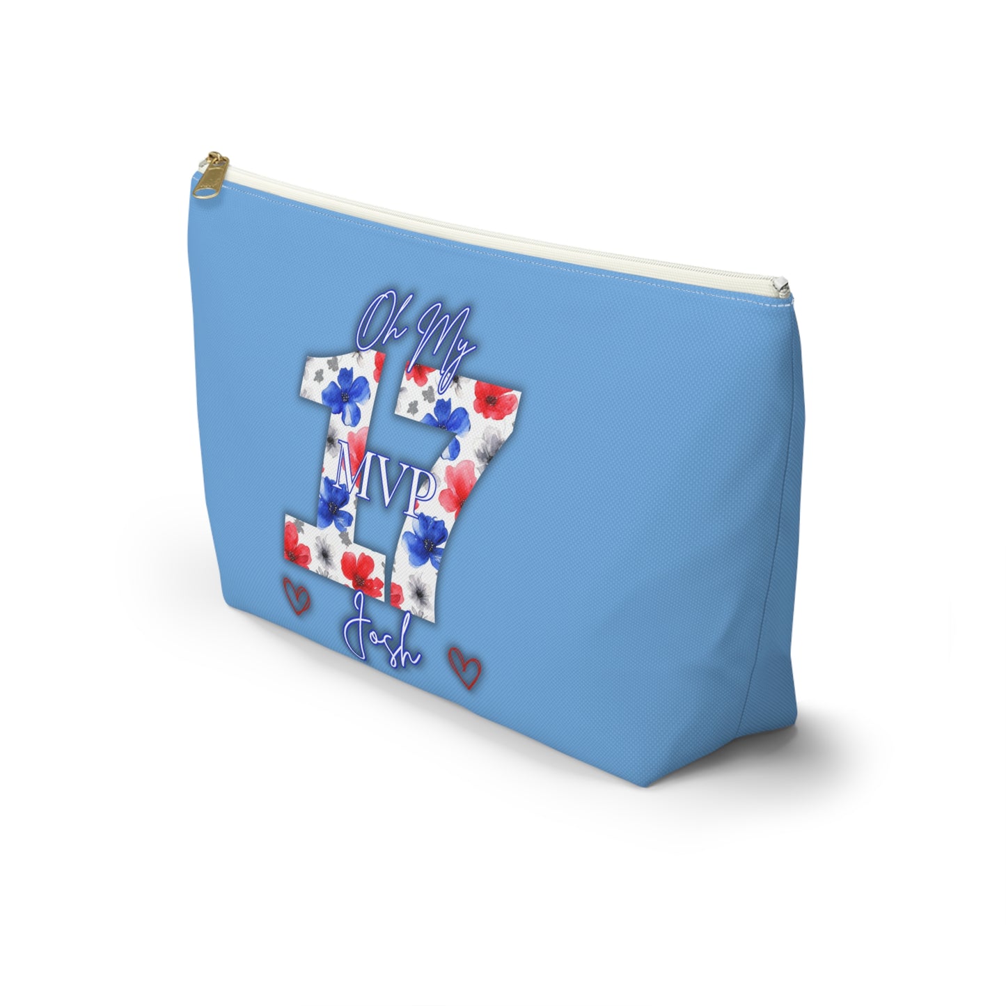 Oh My Josh Buffalo Football Retro Accessory Pouch w T-bottom ~ Baby Blue