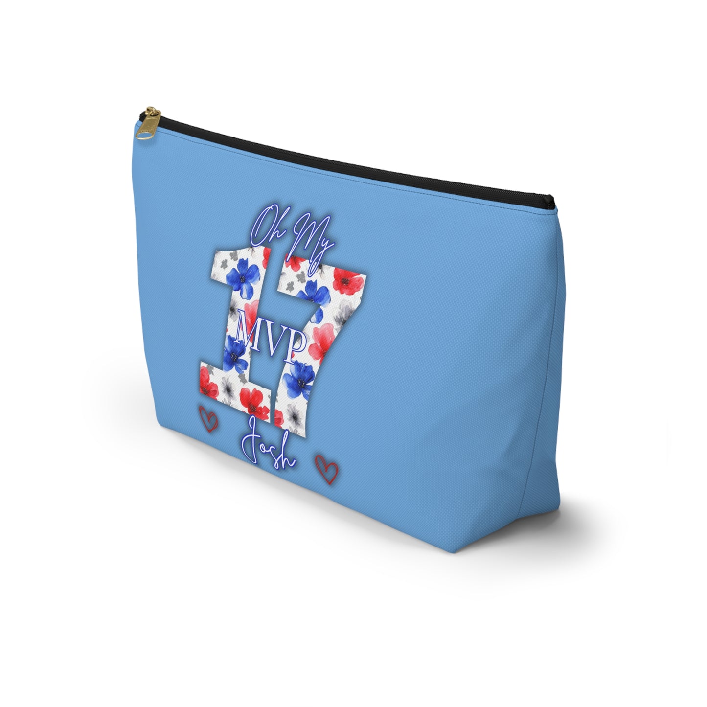 Oh My Josh Buffalo Football Retro Accessory Pouch w T-bottom ~ Baby Blue